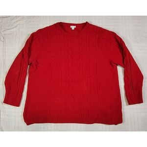 J. Jill Sweater Womens Tunic Fisherman Sweater Chenille Cable Knit Soft Red XL